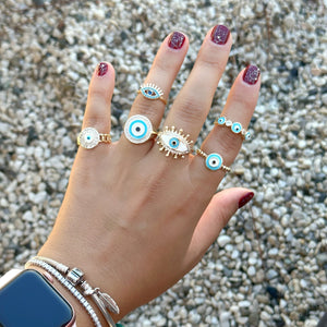 Evil Eye Ring Gold, Adjustable Dainty Ring, Best Holiday Gift Jewelry