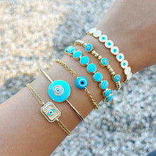 Blue Evil Eye Cuff Bracelet, Trend Adjustable Bracelet Set, Birthday Gift for Her