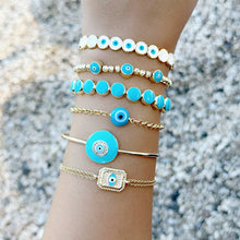 Blue Evil Eye Cuff Bracelet, Trend Adjustable Bracelet Set, Birthday Gift for Her