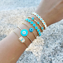 Blue Evil Eye Cuff Bracelet, Trend Adjustable Bracelet Set, Birthday Gift for Her