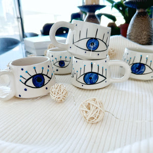 Handmade Coffee Mug, Evil Eye Mug, Self Care Gift, Hygge Gift