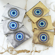 Handmade Evil Eye Purse, Gold Evil Eye Coin Pouch, Greek Evil Eye - Evileyefavor