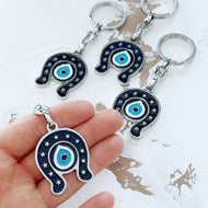 Evil Eye Keychain, Horseshoe Keychain, New Car Gift