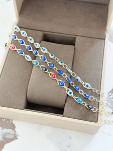 Evil Eye Bracelet, 18K Gold Bracelet, Blue Evil Eye, Good Luck Protection