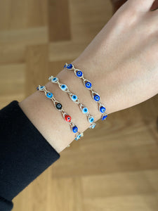 Evil Eye Bracelet, 18K Gold Bracelet, Blue Evil Eye, Good Luck Protection