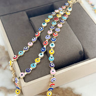 Rainbow Evil Eye Bracelet - Gold Link Chain Bracelet - Evileyefavor