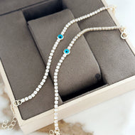 Minimal Evil Eye Bracelet, Dainty Tennis Bracelet