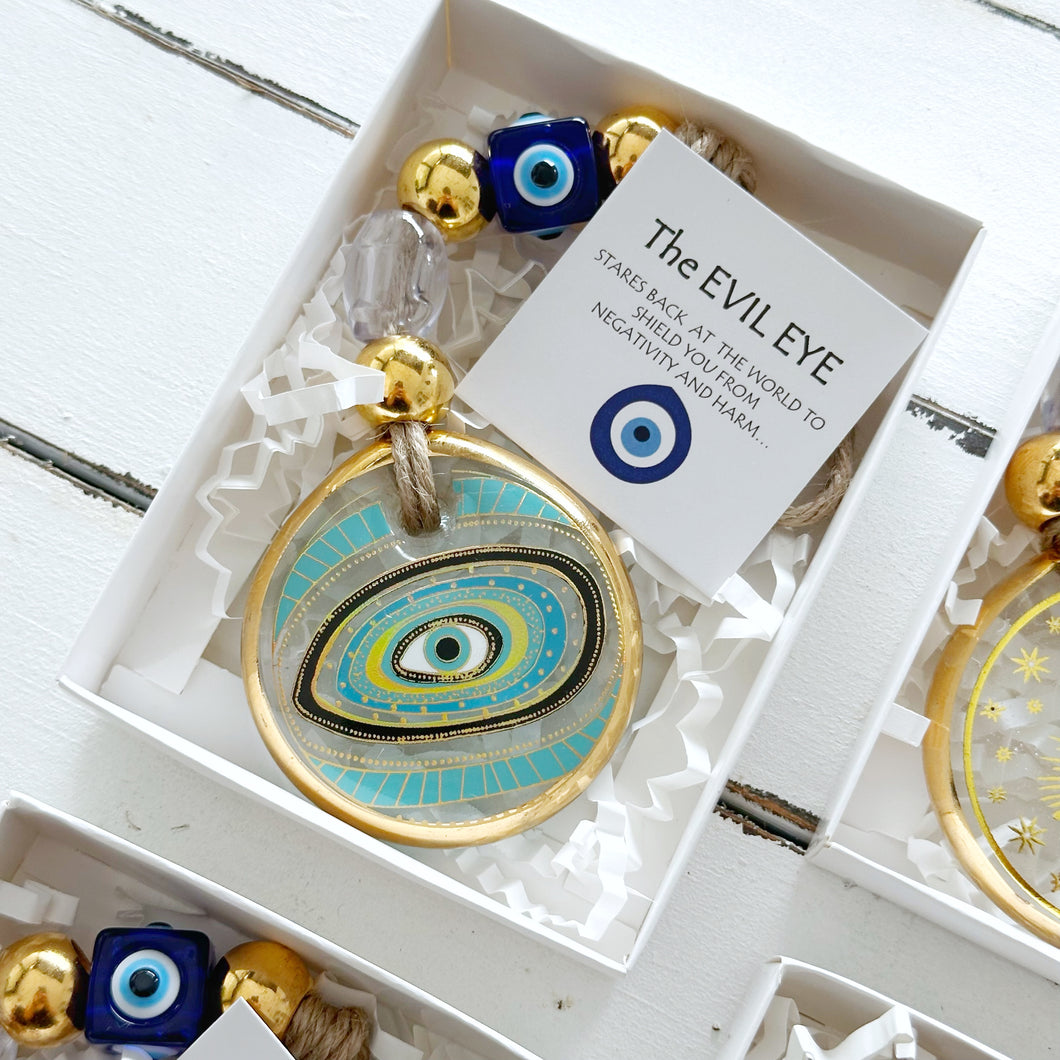 Gold Evil Eye Wall Hanging, Christmas Ornament, Housewarming Gift