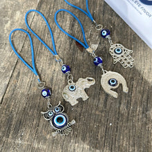 Evil Eye Car Charm Amulet, Silver Rear Mirror Car Charm