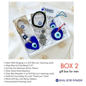 Evil Eye Gift Box for Women, Gift Box for Men, Onyx Bracelet for Men, Valentines Day Care Package for Her