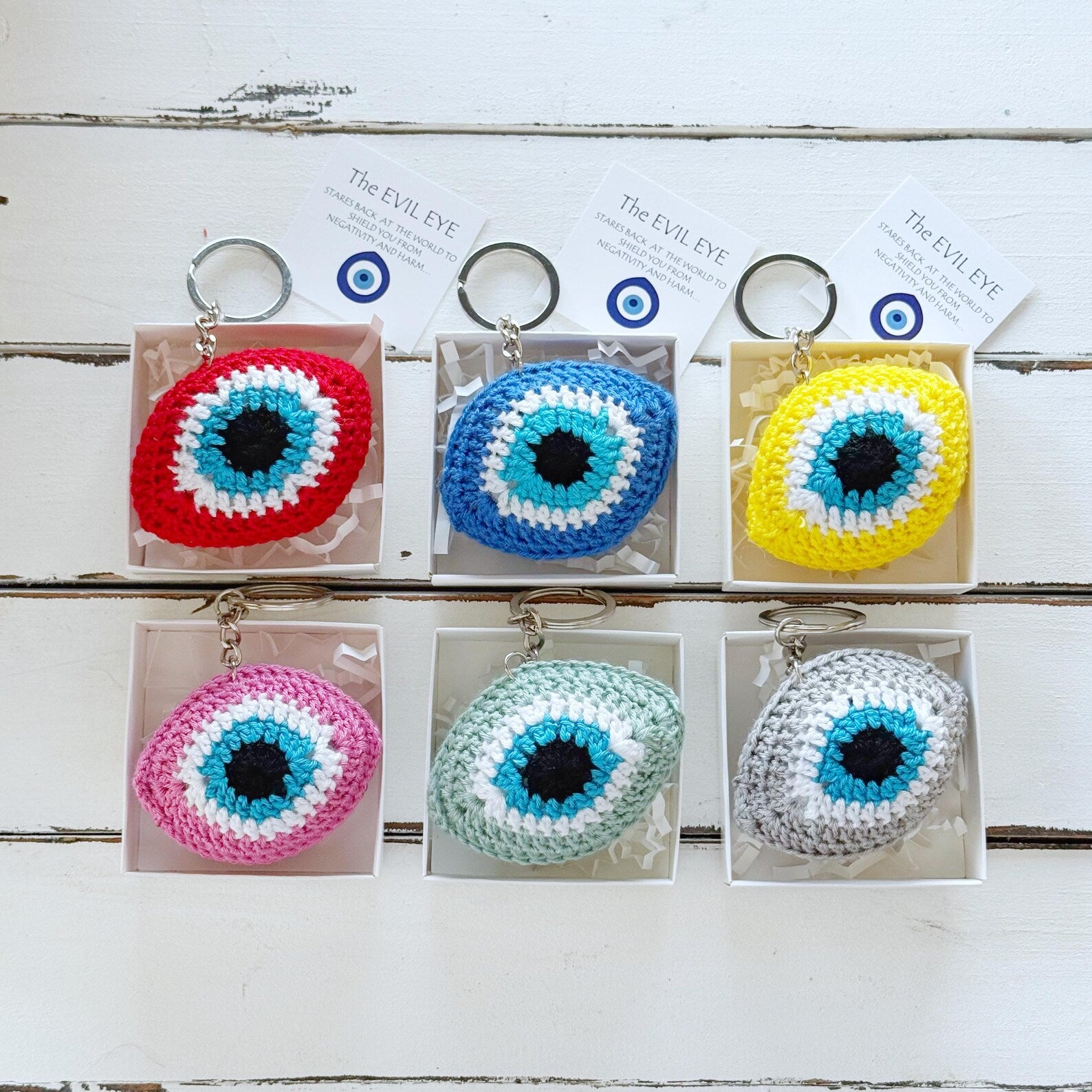 Amul Keychain Mini Evil Eye Crochet Keychain - Handmade Nazar Boncuk Protection Amul ...