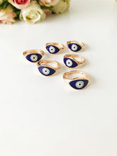 Blue Evil Eye Ring, Gold Adjustable Ring, Delicate Ring Gifts for Women Girls, Greek Ring