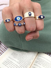 Blue Evil Eye Ring, Gold Adjustable Ring, Delicate Ring Gifts for Women Girls, Greek Ring