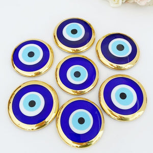 Gold Evil Eye Bead, Unique Wedding Favors, Glass Evil Eye with no Hole, Wedding Gift