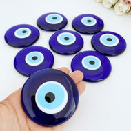 Blue Evil Eye Bead, Handmade Glass Bead with no Hole, 7cm, Greek Evil Eye