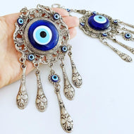 Evil Eye Wall Hanging, Blue Evil Eye Bead, Metal Wall Decor - Evileyefavor