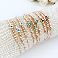 Evil Eye Bracelet, Rose Gold Bracelet, Minimalist Bracelet, Ball Bracelet