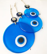 Turquoise Glass Evil Eye Wall Hanging - Evileyefavor