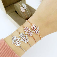 Wedding Bracelet, Hamsa Hand Bracelet, Adjustable Bracelet, CZ bracelet