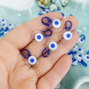 5 pcs Clear Evil Eye Beads, evil eye charm, murano glass beads