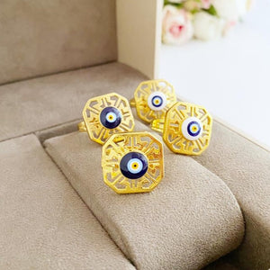 Gold Evil Eye Ring, Blue Evil Eye, Adjustable Ring