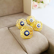 Gold Evil Eye Ring, Blue Evil Eye, Adjustable Ring