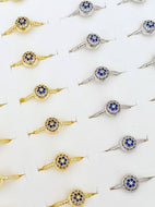 Minimalist Evil Eye Ring, Joint Ring, Tiny Zircon Ring, Gold Silver Band Ring