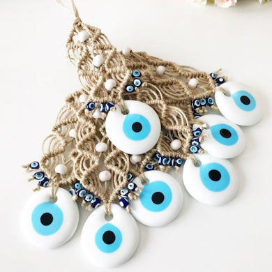 Evil Eye Wedding Favor, White Evil Eye Bead,10 pcs, Macrame Decor