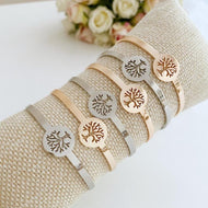 Tree of Life Bracelet, Family Tree Bracelet, Rose Gold Silver Bracelet