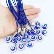 Evil Eye Car Mirror Charm, Silver Hamsa Charm, Murano Glass Evil Eye - Evileyefavor