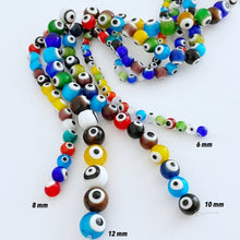 Assorted Evil Eye Beads, Round Evil Eye Beads, 6mm to 12mm, Lampwork Glass Beads