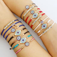 Evil eye bracelet, zircon charm bracelet, adjustable string bracelet