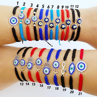 Evil Eye Bracelet, Evil Eye Macrame Bracelet, Lucky Charm Bracelet, 21 pcs