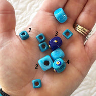 5 pcs Murano Cube Beads, Glass Evil Eye Bead, Evil Eye Necklace - Evileyefavor