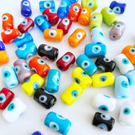Tube Evil Eye Murano Beads, 1 to 10 pcs Glass Tube Beads, Evil Eye Jewelry Supply