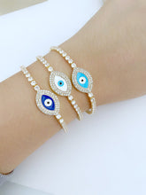 Gold Evil Eye Tennis Bracelet, Blue Evil Eye Bracelet, Greek Eye Bracelet