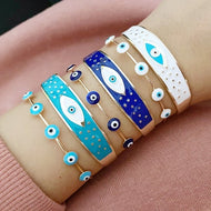Evil Eye Bracelet, Cuff Bracelet Collection, Blue White Evil Eye, Wide Cuff Bracelet
