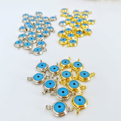 Gold Evil Eye Beads, Evil Eye Connectors, Brass Evil Eye Charm, DIY