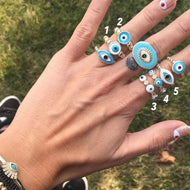 Adjustable Evil eye ring, Minimalist Evil Eye Ring, Dainty Ring