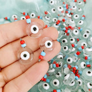Clear Evil Eye Beads, evil eye charm, murano glass beads