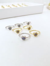 Minimalist Evil Eye Ring, Joint Ring, Tiny Zircon Ring, Gold Silver Band Ring