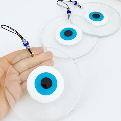 Evil Eye Home Decor, Clear Glass Evil Eye Bead, Handmade Evil Eye Wall Hanging