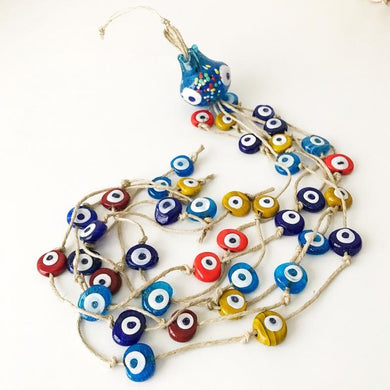 Pomegranate Evil eye wall hanging with 41 beads - Evileyefavor