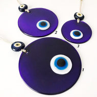 Blue glass evil eye wall hanging - Evileyefavor