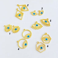 Gold Evil Eye Charm, Evil Eye Necklace Charm, Gold Evil Eye Pendant