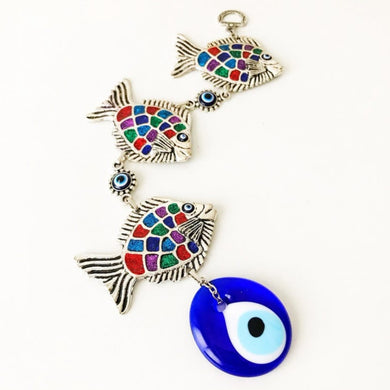 Three fish evil eye wall hanging - Evileyefavor