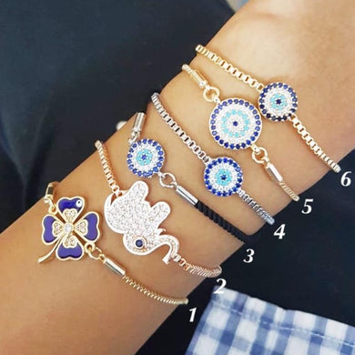 Evil Eye Bracelet Set, Adjustable Bracelet, Lucky Greek Evil Eye Bracelet - Evileyefavor