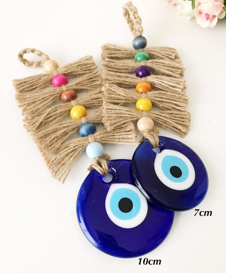 Macrame evil eye wall hanging with colorful beads - Evileyefavor