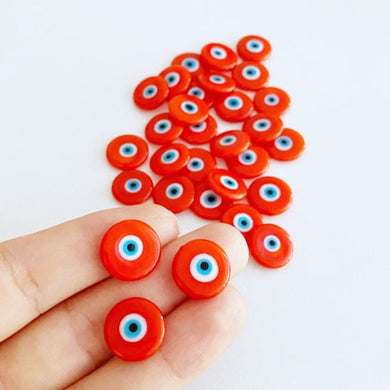 Orange Evil Eye Cabochons, 15mm Murano Glass Cabochon, Handmade Glass Bead