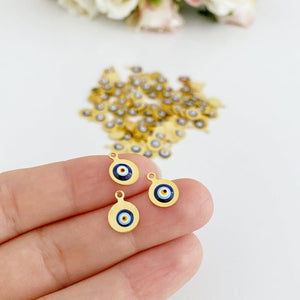Tiny Evil Eye Bead, Gold Evil Eye Charm, Brass Evil Eye Pendant - Evileyefavor